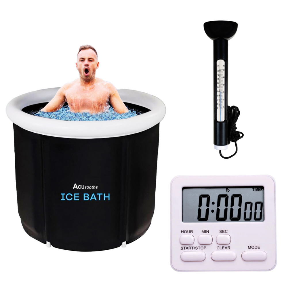 Acusoothe Ice Cold Bath Tub & Floating Bath and Pool Thermometer & Digital Timer