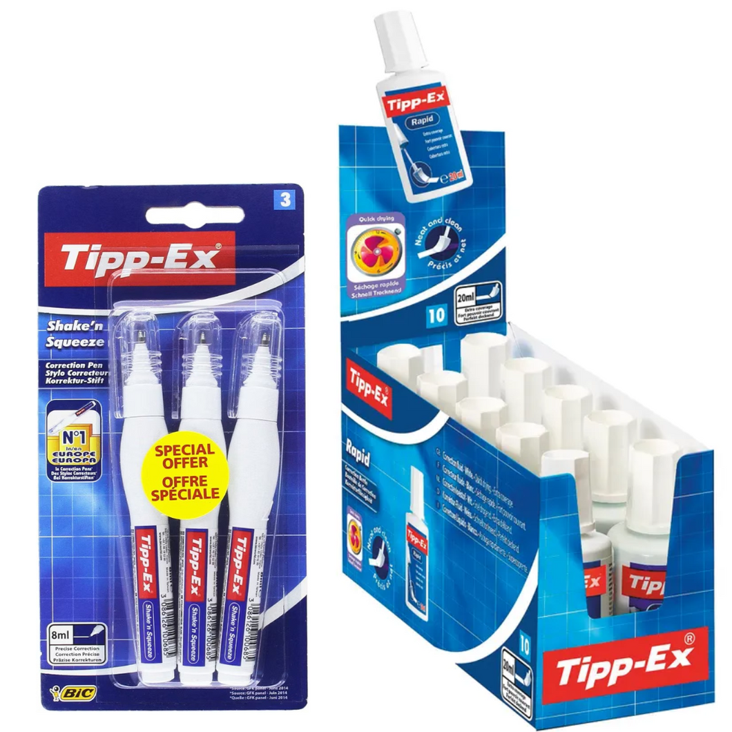 Bic Tipp-Ex Correction Pens & Fluid Bottle Options – Free UK Postage - Stationery