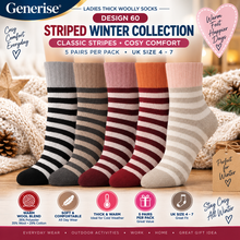 Load image into Gallery viewer, Thick Woolly Thermal Socks – 5 Pairs | UK Size 4–7 | 5 Designs