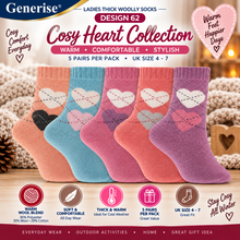 Load image into Gallery viewer, Thick Woolly Thermal Socks – 5 Pairs | UK Size 4–7 | 5 Designs