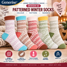 Load image into Gallery viewer, Thick Woolly Thermal Socks – 5 Pairs | UK Size 4–7 | 5 Designs