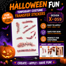Load image into Gallery viewer, Halloween Wound Temporary Tattoo Stickers – Waterproof SFX Scars &amp; Wounds