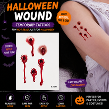 Load image into Gallery viewer, Halloween Wound Temporary Tattoo Stickers – Waterproof SFX Scars &amp; Wounds