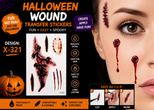Load image into Gallery viewer, Halloween Wound Temporary Tattoo Stickers – Waterproof SFX Scars &amp; Wounds