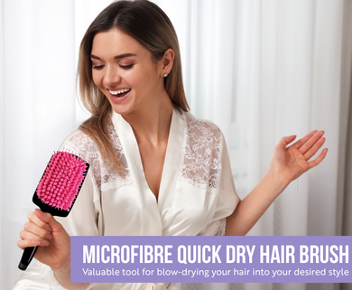 Miss Pouty Large Microfibre Quick Dry Hair Brush – Fast Drying & Scalp Care in One