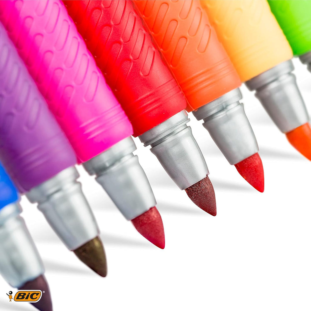 BIC Intensity Permanent Intense Colours - Markers Pens - Fine Tip, Assorted Intense Colours - Pack of 5 - Stationery
