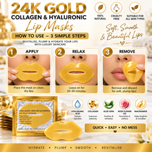 Load image into Gallery viewer, 24K Gold Collagen &amp; Hyaluronic Lip Masks – Deep Hydration &amp; Plumping | Free UK Delivery