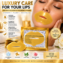 Load image into Gallery viewer, 24K Gold Collagen &amp; Hyaluronic Lip Masks – Deep Hydration &amp; Plumping | Free UK Delivery