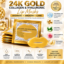 Load image into Gallery viewer, 24K Gold Collagen &amp; Hyaluronic Lip Masks – Deep Hydration &amp; Plumping | Free UK Delivery