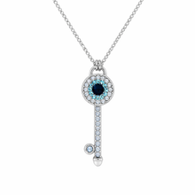 Load image into Gallery viewer, Diamond Style London - Key Pendant with Blue Crystals - 2 Types