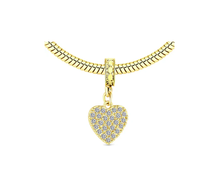 Load image into Gallery viewer, Diamond Style London - Charm Bracelet with Central Heart &amp; Moon &amp; Horse Shoe Charms