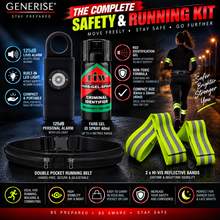 Load image into Gallery viewer, Personal Safety &amp; Running Bundle – Farb Gel ID Spray, 125dB Alarm, Running Belt &amp; Hi-Vis Bands