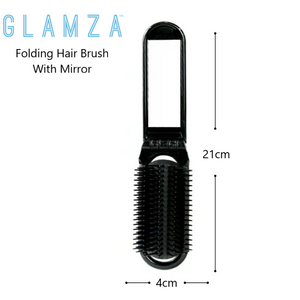 2 in 1 Folding Detangle Hair Brushes with Mirror