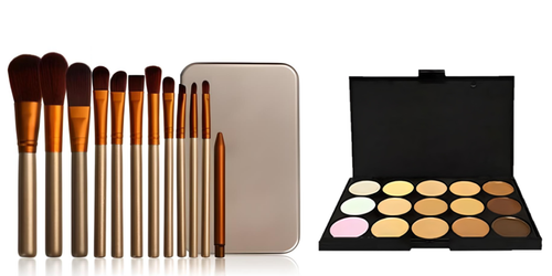 12pc Bronze Makeup Brush Set & Optional 15 Colour Contour Palette – Free UK Postage