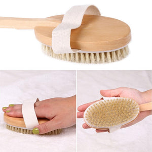 Glamza 2 in 1 Bath N Shower Dry Skin, Exfoliating Body Brush With Detachable Handle