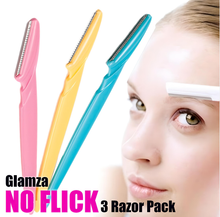 Load image into Gallery viewer, Glamza No Flick Eyebrow &amp; Dermaplaning Razors – 3 Pack with Free UK Delivery!