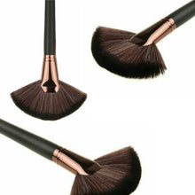 Load image into Gallery viewer, Large Fan Makeup Brush – Black Handle with Rose Gold Ferrule - Free UK Postage