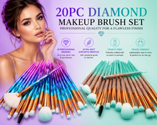Load image into Gallery viewer, 20-Piece Diamond Makeup Brush Set with Optional Glamza 15-Colour Contour Palette FREE UK Postage!