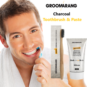 Groomarang Activated Bamboo Charcoal Whitening Toothpaste - Mint With Optional Groomarang Bamboo Toothpaste