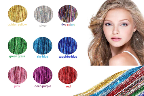 Glamza Sparkling Hair Tinsel - 9 Bright Colours to Choose From!