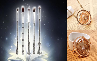 5pc Harry Potter Inspired Makeup Brush Sets with Gold Necklace