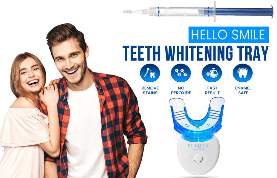 Glamza 'Hello Smile' Teeth Whitening Kit – 3ml or 10ml Non-Peroxide Gel – Free UK Postage