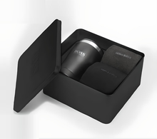 Load image into Gallery viewer, Hugo Boss Gift Set - 2 Pairs Mens Socks UK SIZE 6-11 (Grey and Black) with Thermal Mug