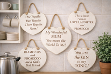 Load image into Gallery viewer, Hanging Heart Shaped Wooden Wall Plaques