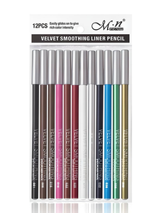 Glamza 12-Piece 2-in-1 Velvet Smoothing Lip Liner and Eyeliner Pencils with Free UK Delivery