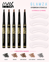 Load image into Gallery viewer, Maxdona Retractable Eyebrow Pencil &amp; Glamza Eyebrow Stencil Pack – Free UK Postage