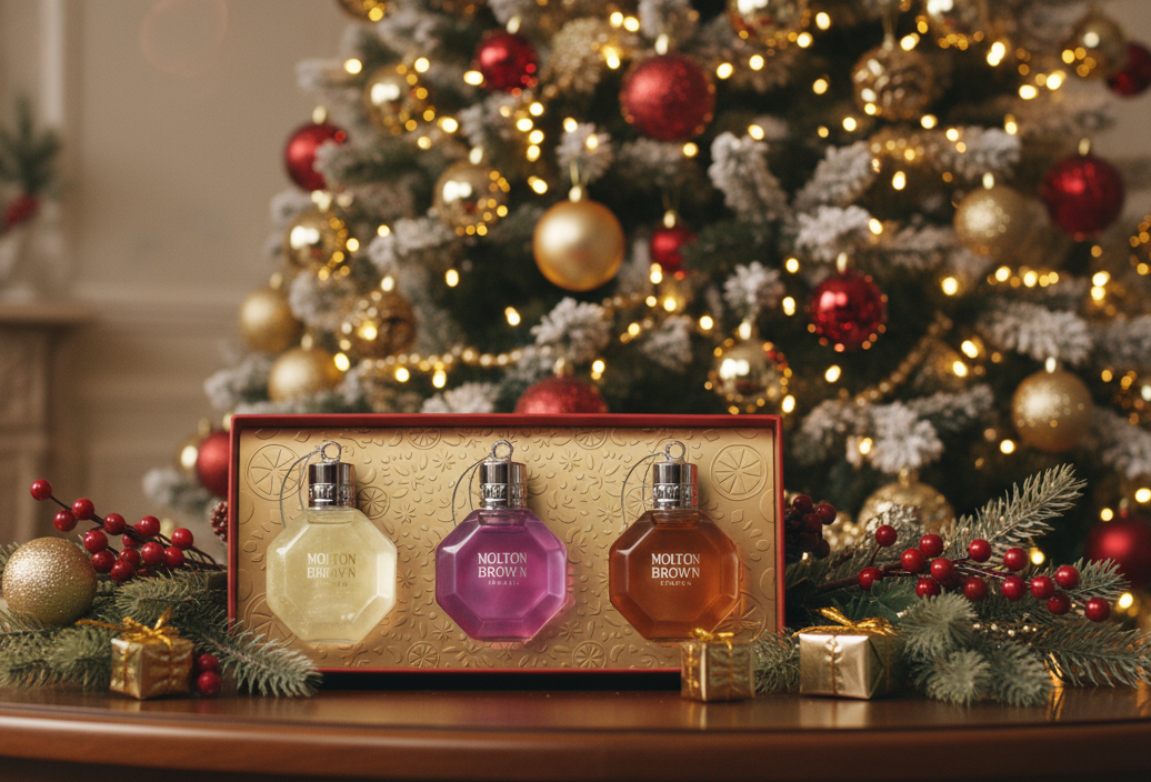 Molton Brown 3pc Festive Bath & Shower Gel Bauble Gift Set 75ml Each