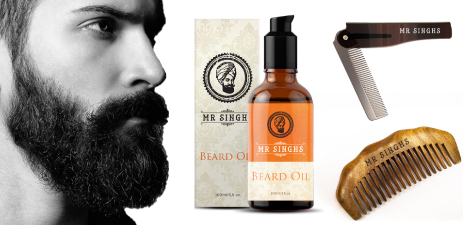 Mr Singh’s 3 Piece Beard Grooming Kit – 100ml Beard Oil, Sandalwood Comb & Foldable Moustache Comb – Free UK Delivery