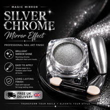 Load image into Gallery viewer, Magic Mirror Nail Powder in Silver – Stunning Nail Art Shine with Free UK Delivery