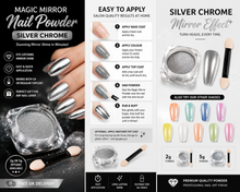 Load image into Gallery viewer, Magic Mirror Nail Powder in Silver – Stunning Nail Art Shine with Free UK Delivery
