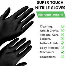 Load image into Gallery viewer, Supertouch Nitrile Gloves in Black - Box Of 100 in 3 Sizes