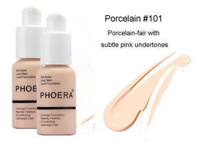 Phoera Foundation Full Coverage Flawless Matte Liquid Foundation - 1 or 2 Pack - Free Delivery