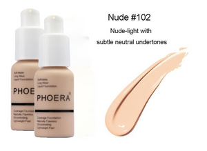 Phoera Foundation Full Coverage Flawless Matte Liquid Foundation - 1 or 2 Pack - Free Delivery