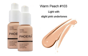 Phoera Foundation Full Coverage Flawless Matte Liquid Foundation - 1 or 2 Pack - Free Delivery