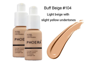 Phoera Foundation Full Coverage Flawless Matte Liquid Foundation - 1 or 2 Pack - Free Delivery