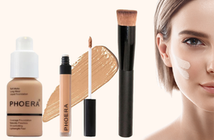 Perfect Base 1 - Phoera 3-Piece Makeup Kit with Foundation, Concealer & Brush – Free UK Delivery