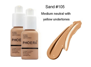 Phoera Foundation Full Coverage Flawless Matte Liquid Foundation - 1 or 2 Pack - Free Delivery