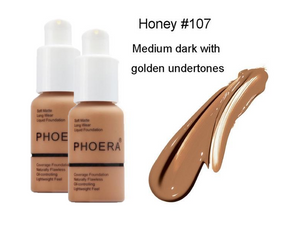 Phoera Foundation Full Coverage Flawless Matte Liquid Foundation - 1 or 2 Pack - Free Delivery