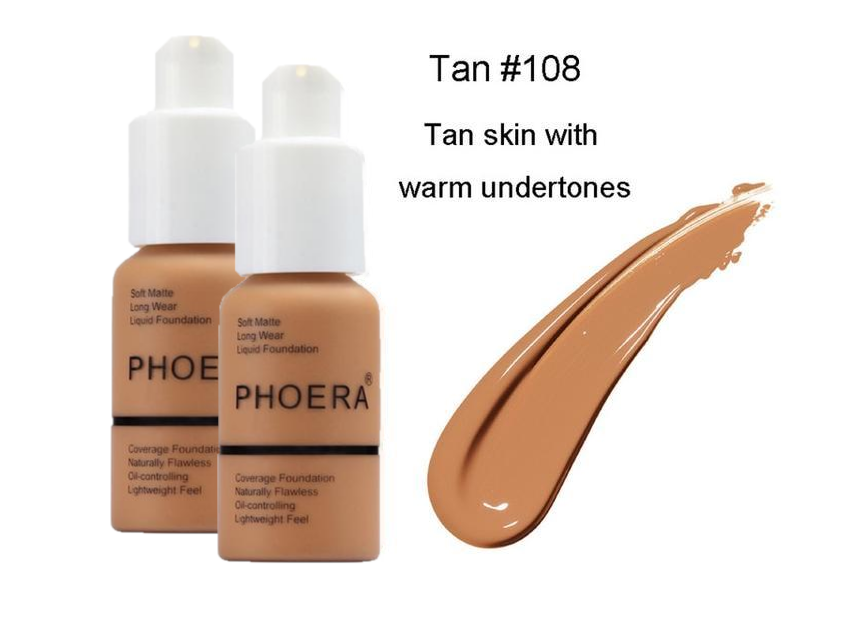 Phoera Foundation Full Coverage Flawless Matte Liquid Foundation - 1 or 2 Pack - Free Delivery