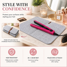 Load image into Gallery viewer, Glamza Pouchy Heat Resistant Hair Straightener Mat &amp; Travel Pouch – 4 Colours