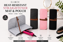 Load image into Gallery viewer, Glamza Pouchy Heat Resistant Hair Straightener Mat &amp; Travel Pouch – 4 Colours