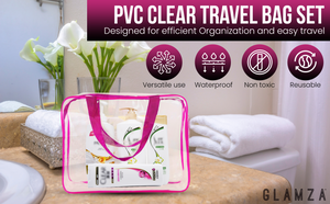 Transparent Travel Bags Set - Pink or Black