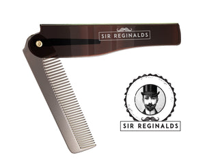 Sir Reginald's 3 Piece Beard Grooming Kit – 100ml Beard Oil, Sandalwood Comb & Foldable Moustache Comb – Free UK Delivery