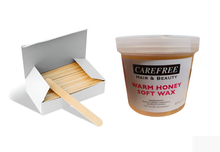 Load image into Gallery viewer, 100 Wooden Waxing Spatulas + Optional Warm Honey Soft Wax – Professional Hair Removal Kit