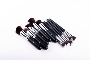 10pc Black & Silver Makeup Brushes Sets