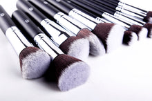 Load image into Gallery viewer, 10pc Black &amp; Silver Makeup Brushes Sets